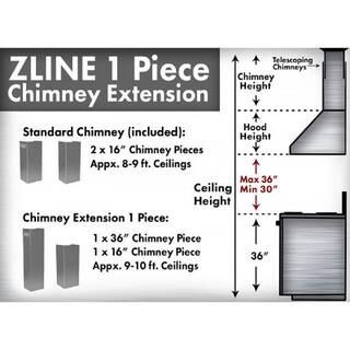 ZLINE Kitchen and Bath ZLINE 36 in. Chimney Extension for 9 ft. to 10 ft. Ceilings 1PCEXT-KEKECOM-30