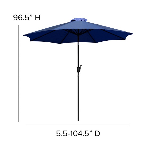 Flash Furniture Kona9 Ft Round Umbrella With Crank And Tilt Function And Standing Umbrella Base