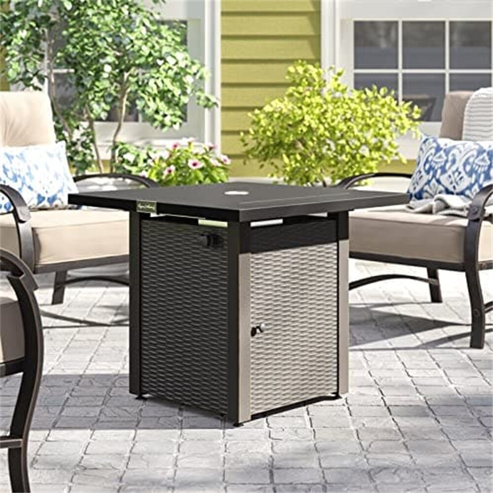 28in Outdoor Propane Fire Pit Table  50 000BTU  Adjustable Outside Gas Dinning Fire Table Lava Stone For Garden Patio Backyard