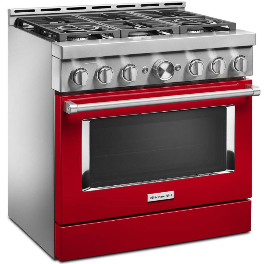 KitchenAid 36-inch Freestanding Gas Range with Even-Heat? True Convection KFGC506JPA