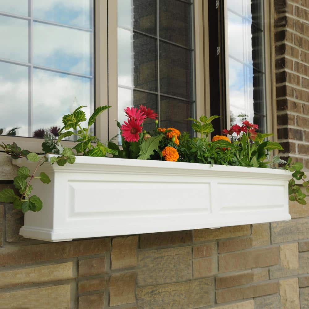 Mayne Nantucket 60 in. x 11.5 in. Self-Watering White Polyethylene Window Box 4832-W