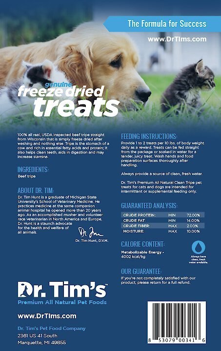 Dr. Tim's Natural Clean Tripe Genuine Freeze-Dried Dog and Cat Treats