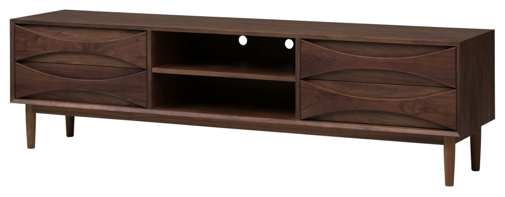 Adele Walnut Wood Media Unit Cabinet   Midcentury   Entertainment Centers And Tv Stands   by HedgeApple  Houzz