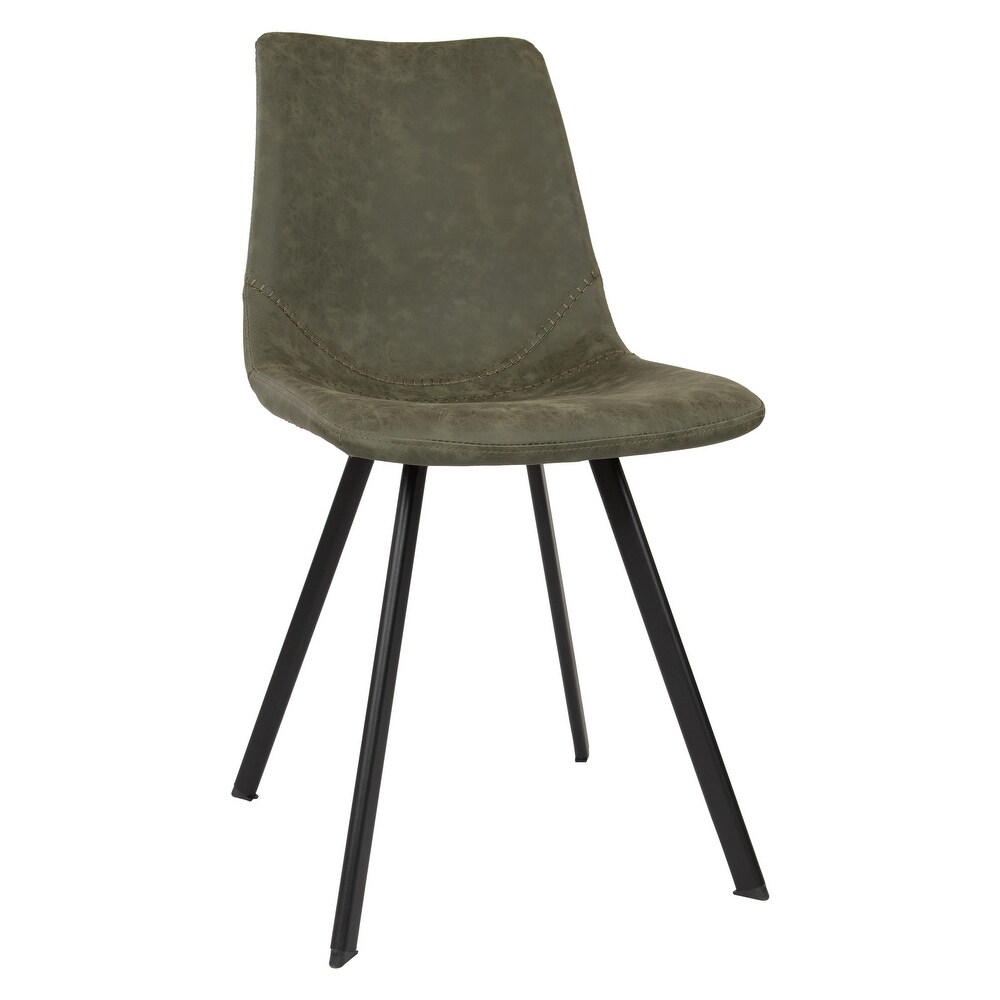 LeisureMod Markley Modern Leather Dining Chair With Metal Legs