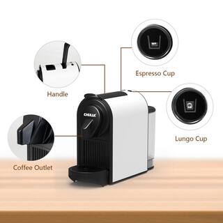 Edendirect Rebin One Cup White Espresso Machine to Make Espresso (1.4oz) Lungo(2.8oz) with Capsule Container 20 Bar HJRY23040402