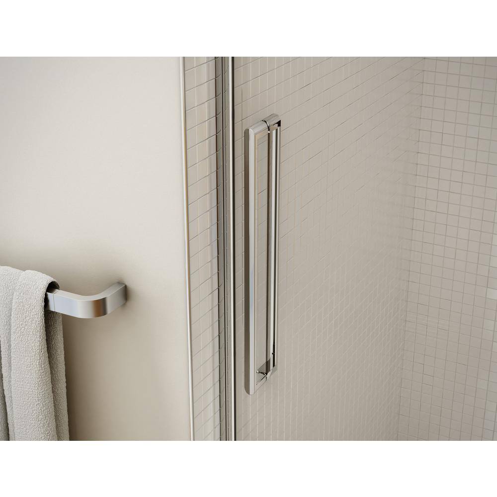 MAAX Utile 32 in. x 60 in. x 81 in. Bath and Shower Combo in Marble Carrara with New Town Right Drain Halo Door Chrome 106911-307-508-105