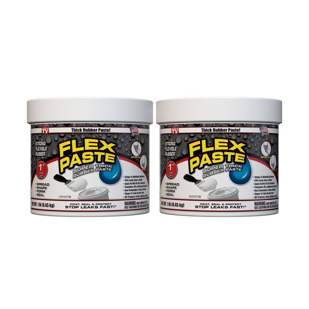 FLEX SEAL FAMILY OF PRODUCTS Flex Paste 1 lb. White All Purpose Strong Flexible Watertight Multipurpose Sealant (2-Pack) PFSWHTR16-PKDFC