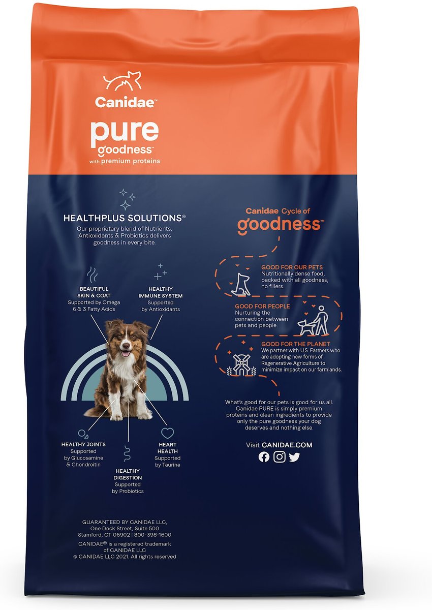 CANIDAE Grain-Free PURE Limited Ingredient Lamb， Goat and Venison Meals Recipe Dry Dog Food