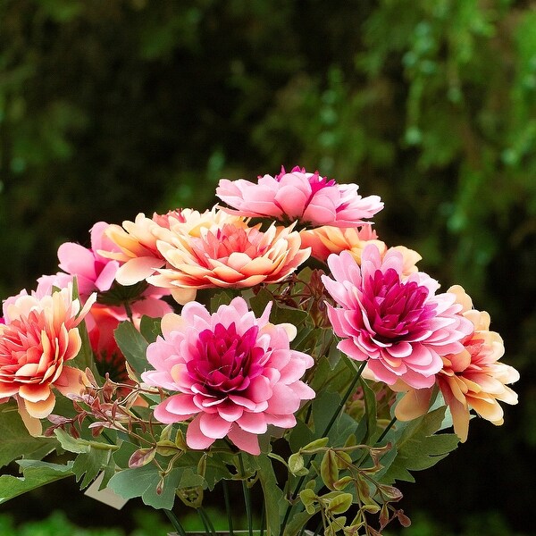 Mixed Artificial Daisy Floral Arrangements in Vase with River Stone，Table Centerpieces for Dining Room