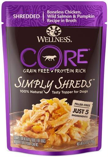 Wellness CORE Simply Shreds Chicken Wild Salmon and Pumpkin In Broth Dog