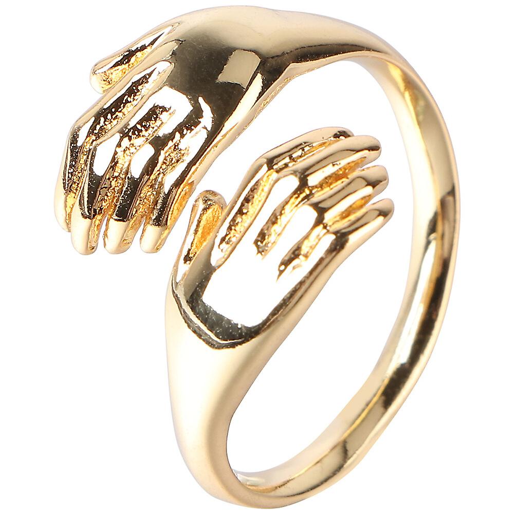 2pcs Personality Embracing Rings Lingering Lovers Finger Jewelry For Men Women