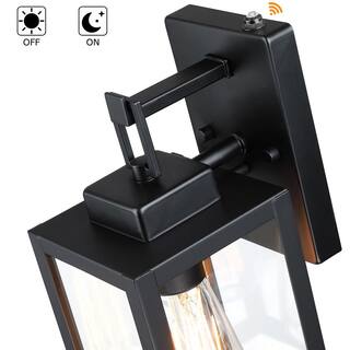 Hukoro 14 in 1-Light Matte Black Outdoor Wall Lantern with Dusk to Dawn (2-PACK) 2F19041-BK-S