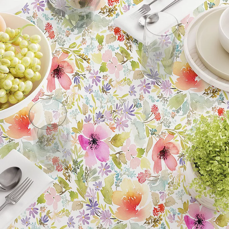 Square Tablecloth， 100% Polyester， 70x70， Botanical Garden Dogwood