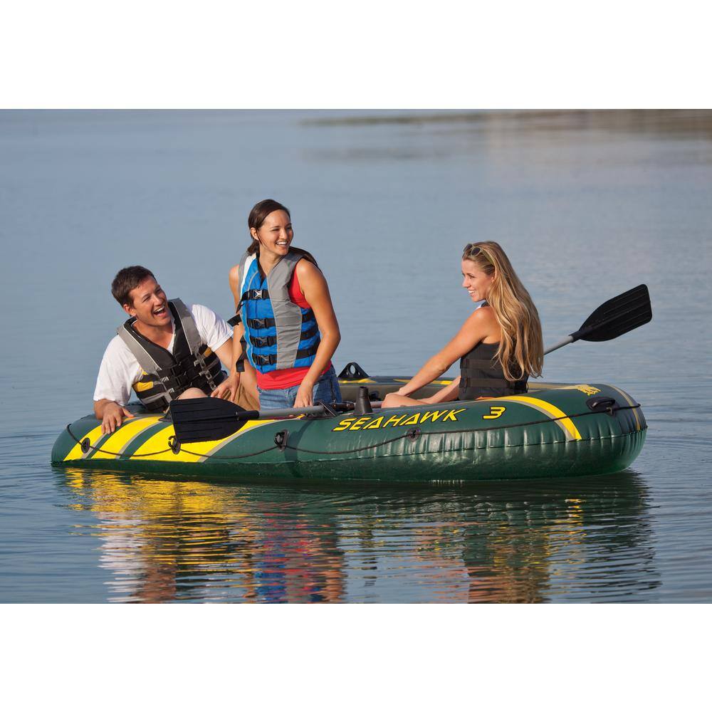 Intex Seahawk 3-Person Inflatable Boat Set with Aluminum Oars and Pump 68380EP