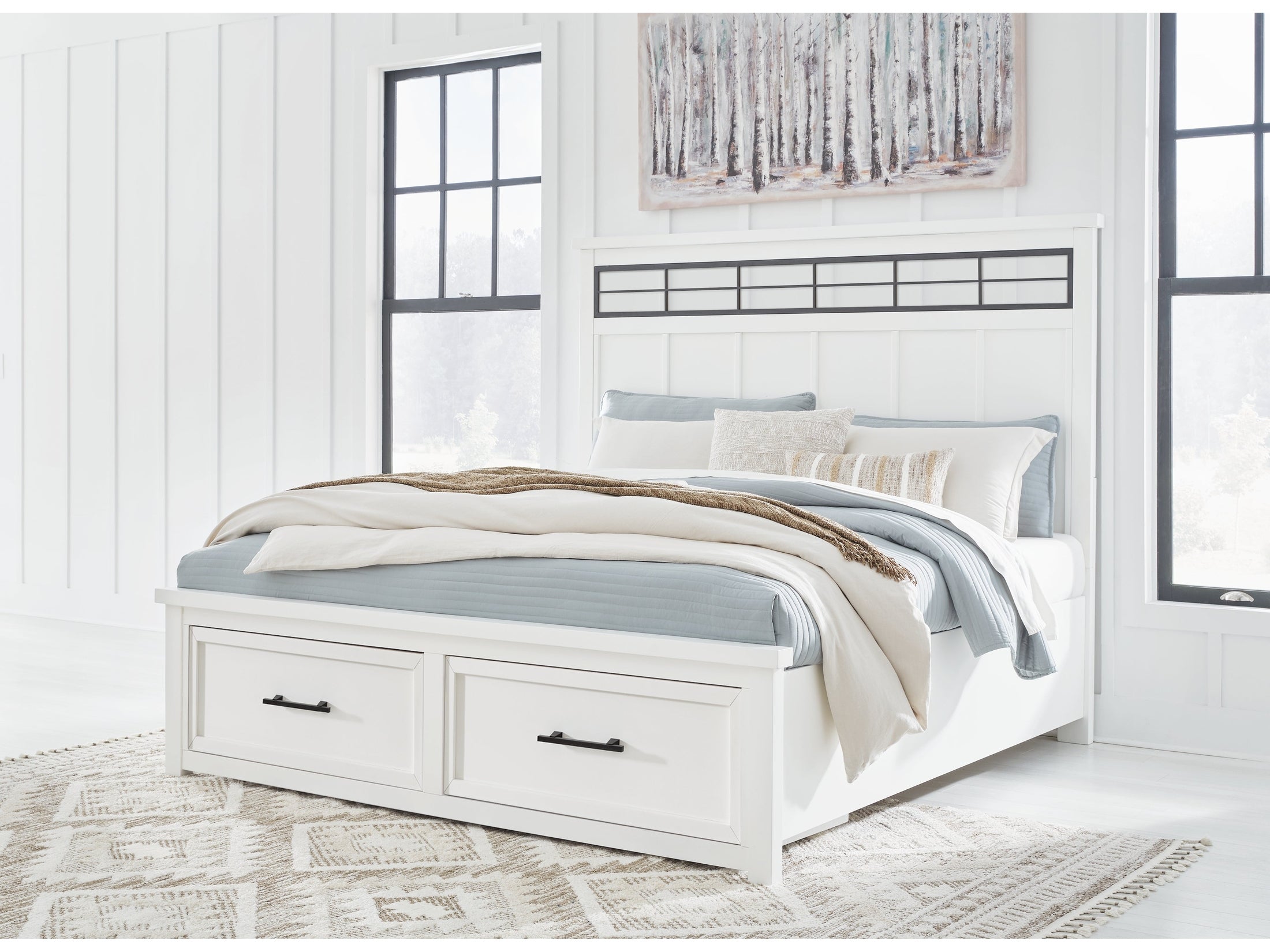 (Online Special Price) Ashbryn White/Natural California King Panel Storage Bed