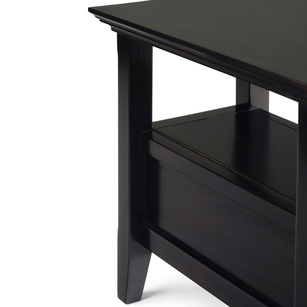 WYNDENHALL Halifax SOLID WOOD 14 inch Wide Rectangle Transitional Narrow Side Table in Hickory Brown   14 inch Wide