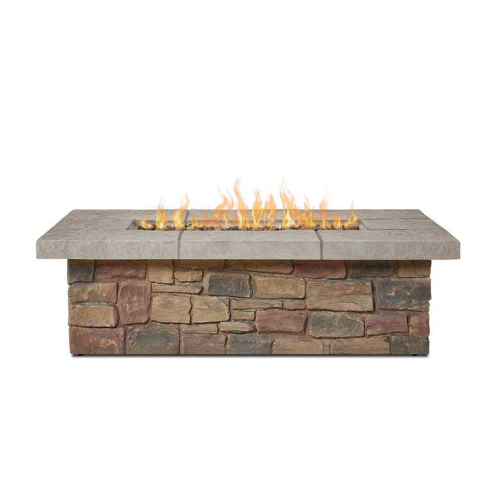 Real Flame Sedona 52 in. x 19 in Rectangle MGO Propane Fire Pit in Buff with Natural Gas Conversion Kit C11812LP-BF