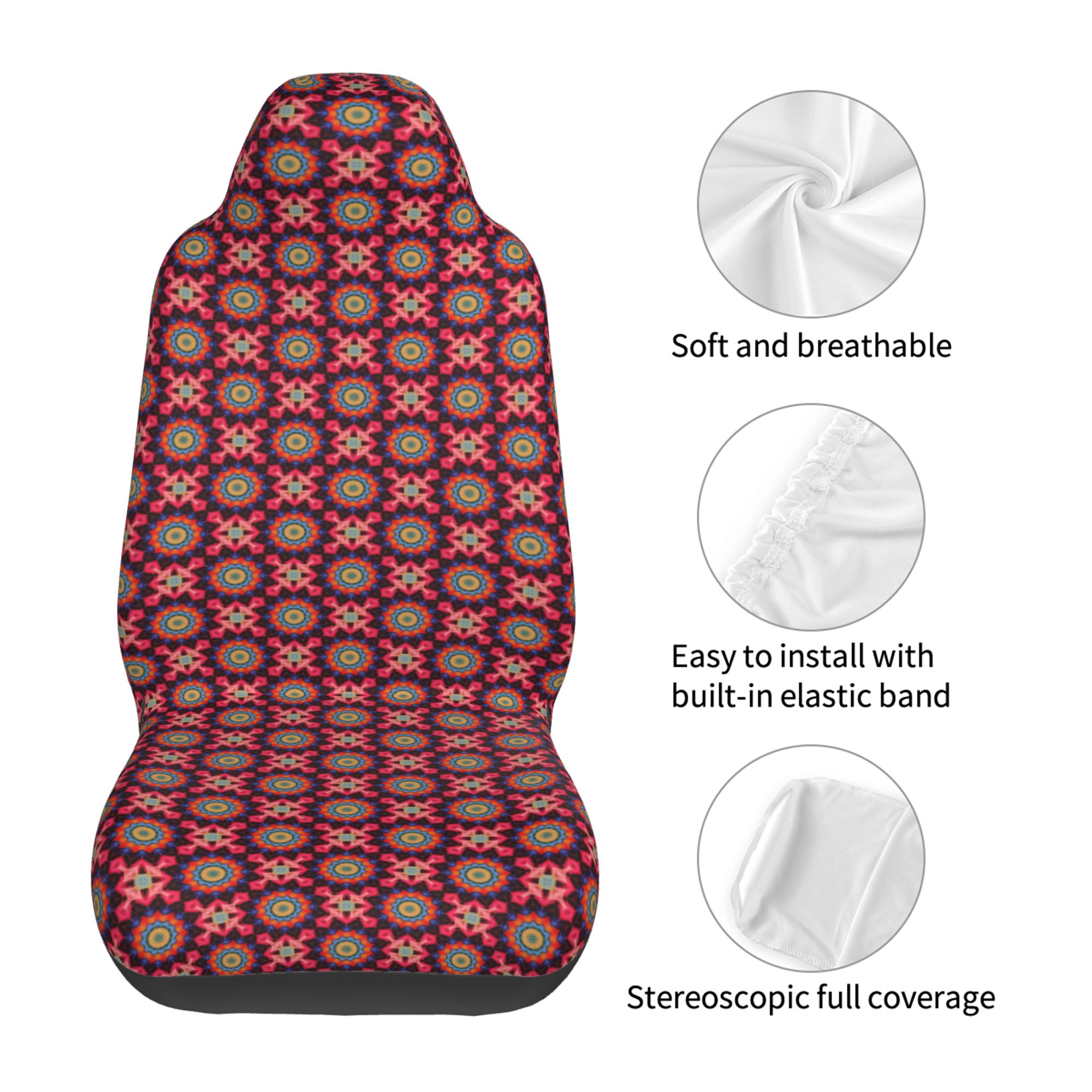 ZICANCN Car Seat Cover Kaleidoscope Seamless Pattern Car Front Seat Covers Protectors ， Automotive Seat Covers for Cars Trucks Suv