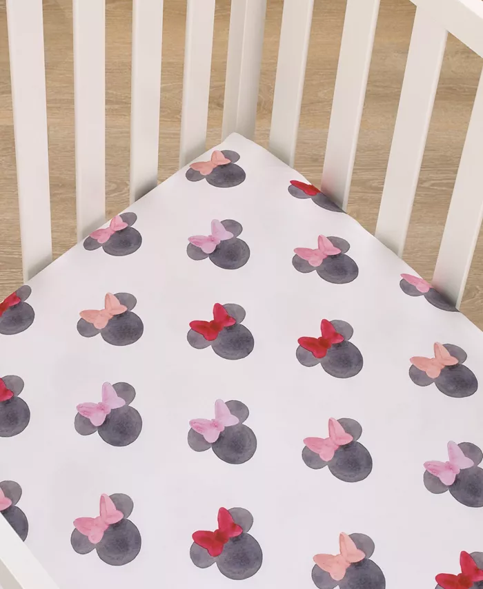 Disney Minnie Mouse Watercolor Ears Crib Sheet