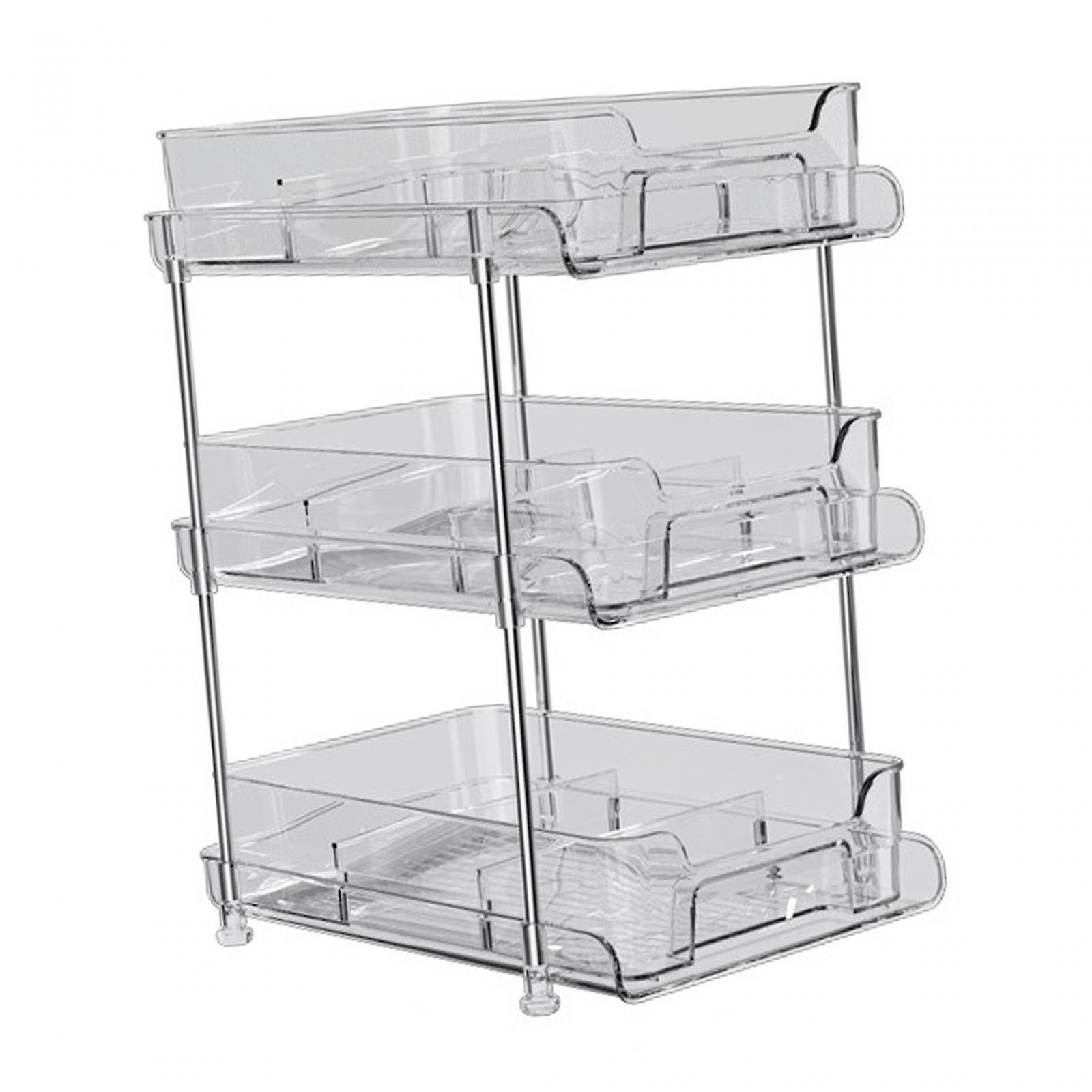 Shower Caddy Shelf Pull Out Cabinet Organizer Perfumes Bathroom Storage Rack 3 Tier 29x21.2x37cm