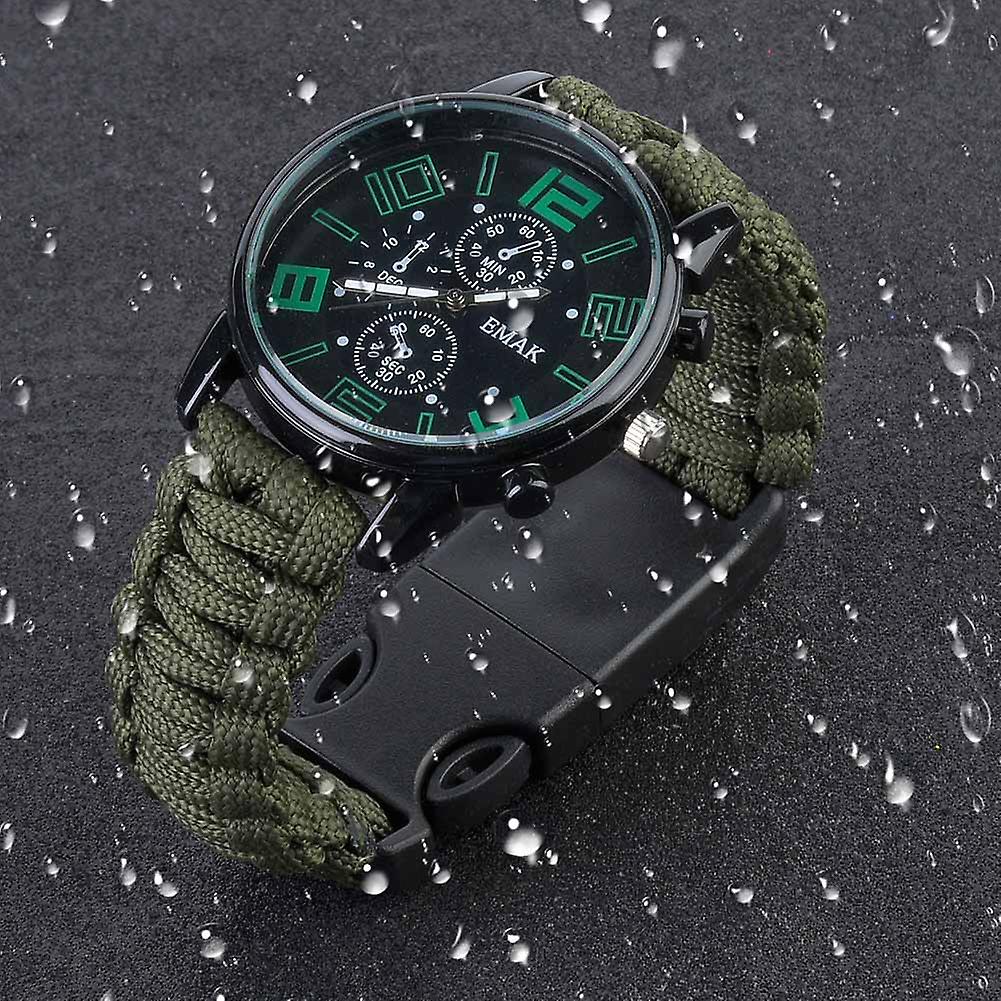 6 In 1 Multifunction Waterproof Outdoor Camping Survival Watch Rescue Paracord Bracelet