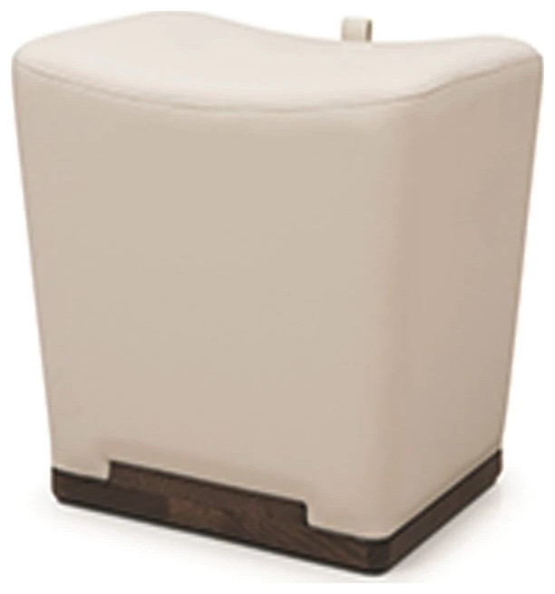 Edda Ottoman  Brown Oak Base  White Bonded Leather   Transitional   Footstools And Ottomans   by Peachtree Fine Furniture  Houzz