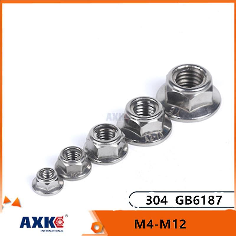 2/5pcs M4-m12 304 Stainless Steel Prevailing Torque Type All Metal Insert Hexagon Lock Nut With Flange Hex Self Gb6187