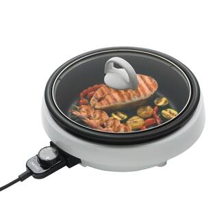 AROMA Super Pot 3-in-1 10 in. White Indoor Grill with Lid ASP-137