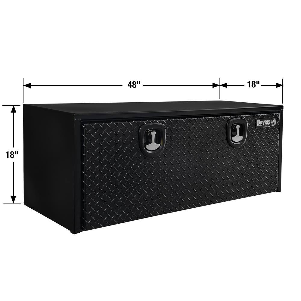 Buyers Products Company 18 in. x 18 in. x 48 in. Gloss Black Steel Underbody Truck Tool Box with Aluminum Door 1702510