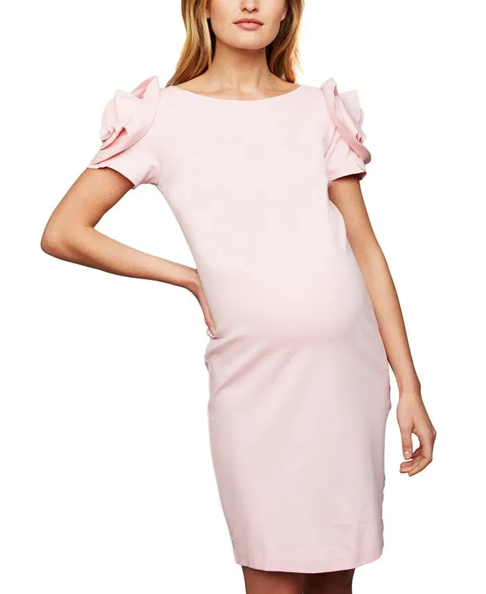 Maternity Short Sleeve Ruffled Shift Dress