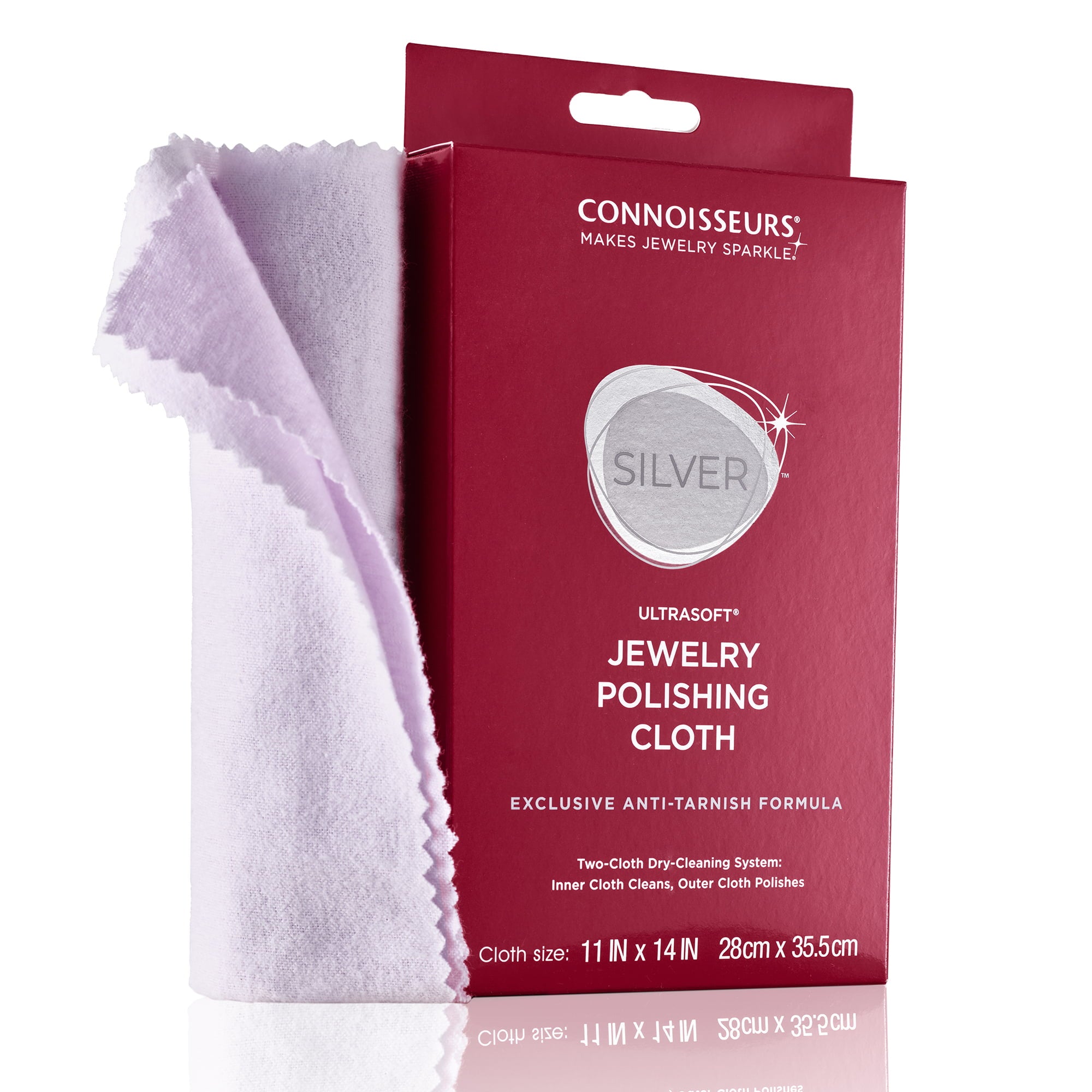 Connoisseurs Silver Jewelry Polishing Cloth Cleans and Polishes All Silver Jewelry