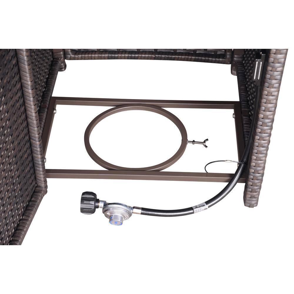 28 in. Square Wicker Outdoor Patio Propane Fire Pit Table with Lid ZQ-UPEBR