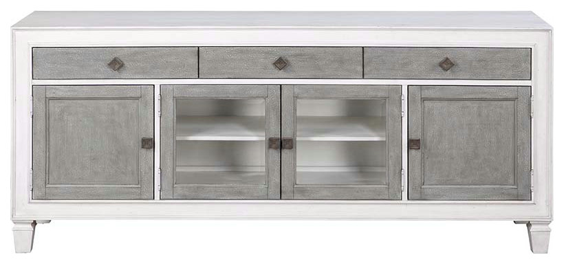 Acme Katia TV Stand Rustic Gray and White Finish   French Country   Entertainment Centers And Tv Stands   by VirVentures  Houzz