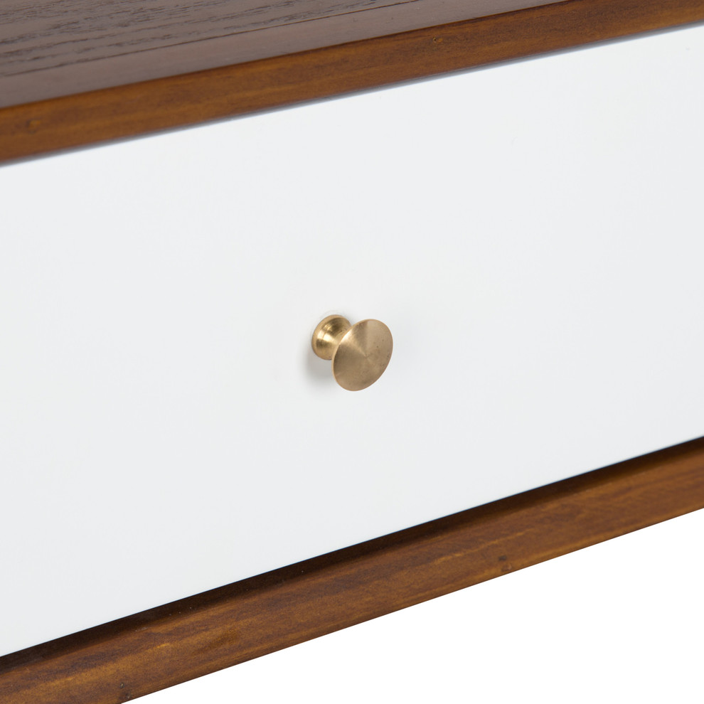 Finco Console Table  Walnut Brown/White 36x12x30   Midcentury   Console Tables   by Uniek Inc.  Houzz