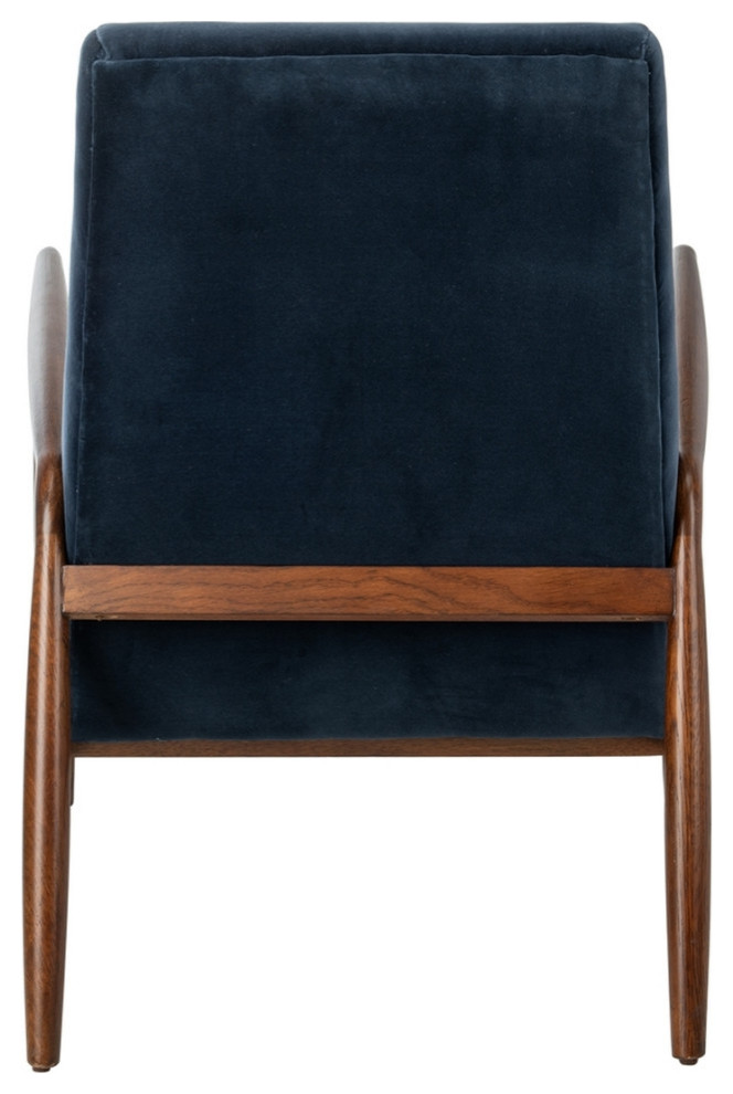 Cornelia Channel Tufted Arm Chair Navy / Dark Walnut   Midcentury   Armchairs And Accent Chairs   by AED Luxury Home Decor  Houzz