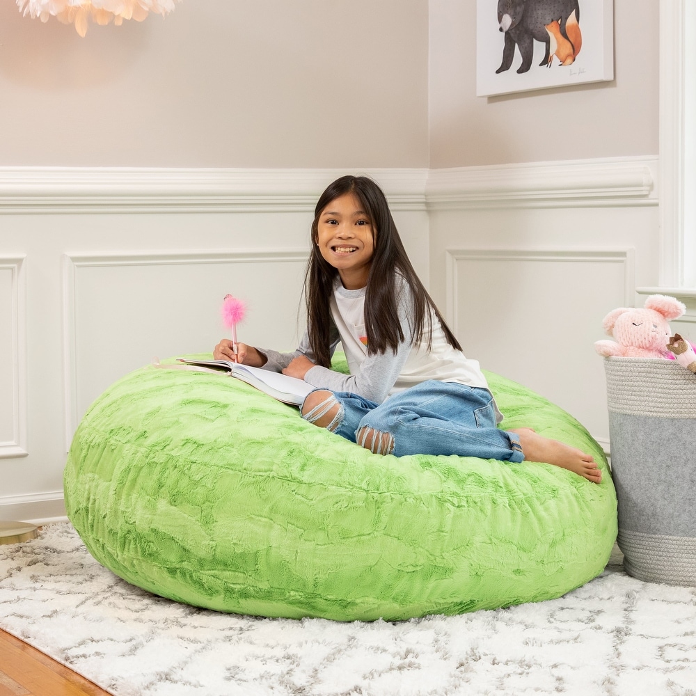 Jaxx Cocoon 4 Foot Kids Bean Bag Chair and Crash Pad   Faux Fur