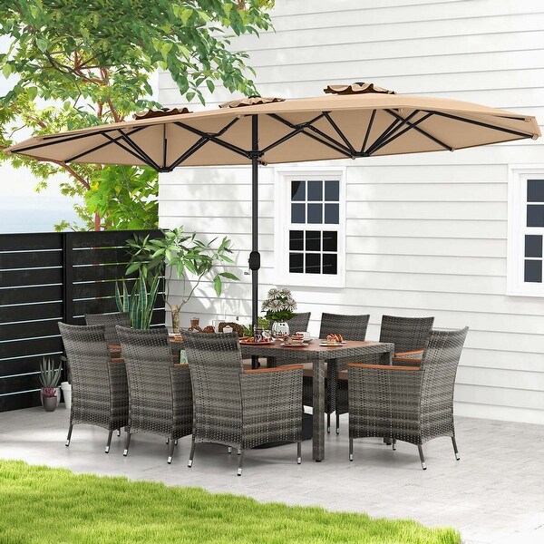 Costway 10 Pieces Patio Wicker Dining Set with DoubleSided Patio