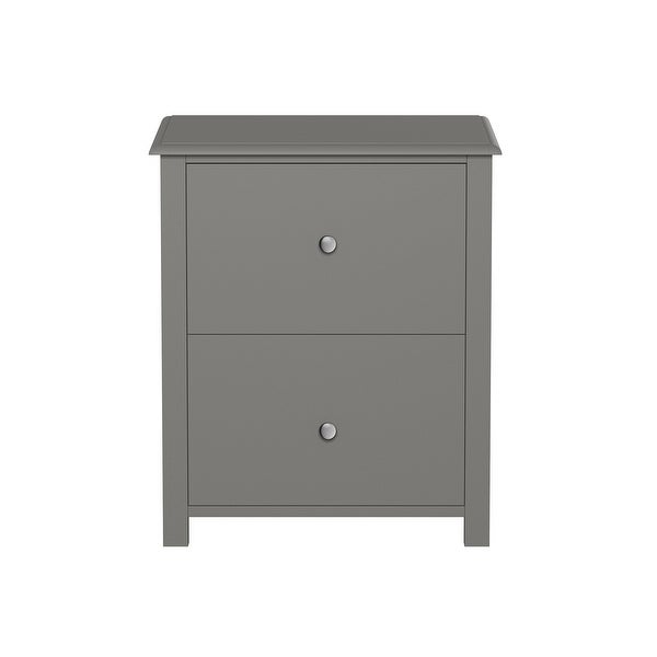 Hastings Home 2-Drawer End Table - Slate Gray