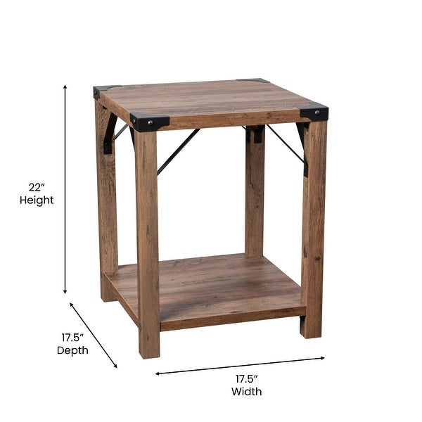 2-Tier Side Table with Metal Side Braces and Corner Caps