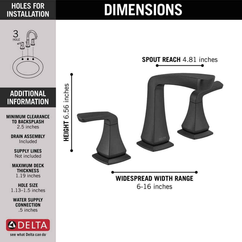 Delta Vesna 8 in Widespread 2Handle Bathroom Faucet in Matte Black