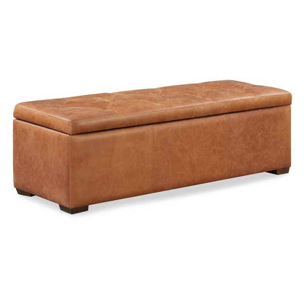 Dani Storage Ottoman Cognac Tan Poly amp Bark