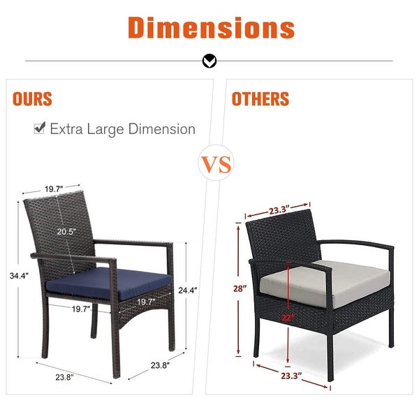 2 Pieces Outdoor Rattan Dining Chairs， All Weather Patio Armrest Rattan Chairs with Cushion - Overstock - 37158195