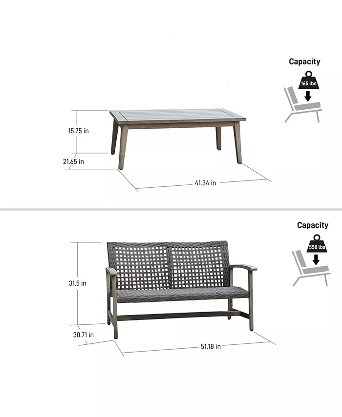 DUKAP Monterosso 2 Piece Sofa and Table Seating Set