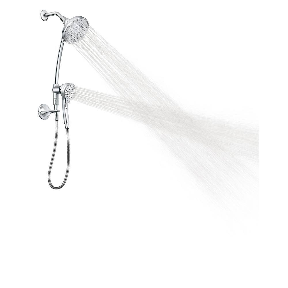 MOEN Attract Magnetix 6-Spray Patterns 6.75 in. Wall Mount Dual Shower Head and Adjustable Handshower with Slidebar in Chrome 28586