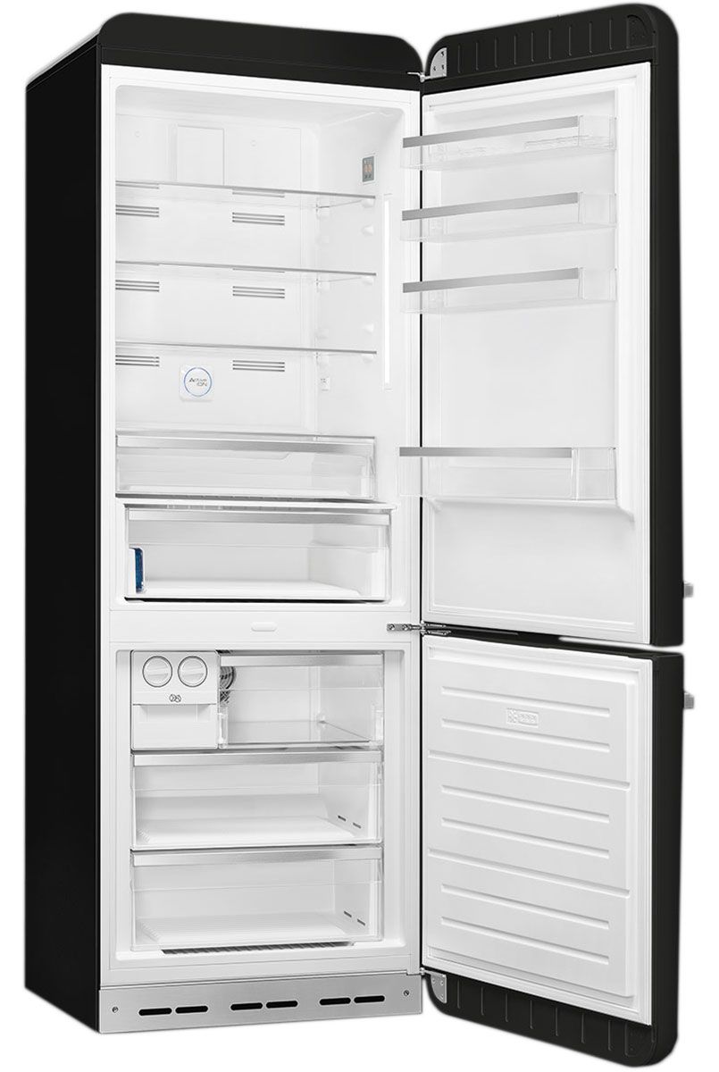 Smeg 50's Retro Style Aesthetic 18 Cu. Ft. Black Right-Hinge Bottom Freezer Refrigerator With Manual Ice Maker