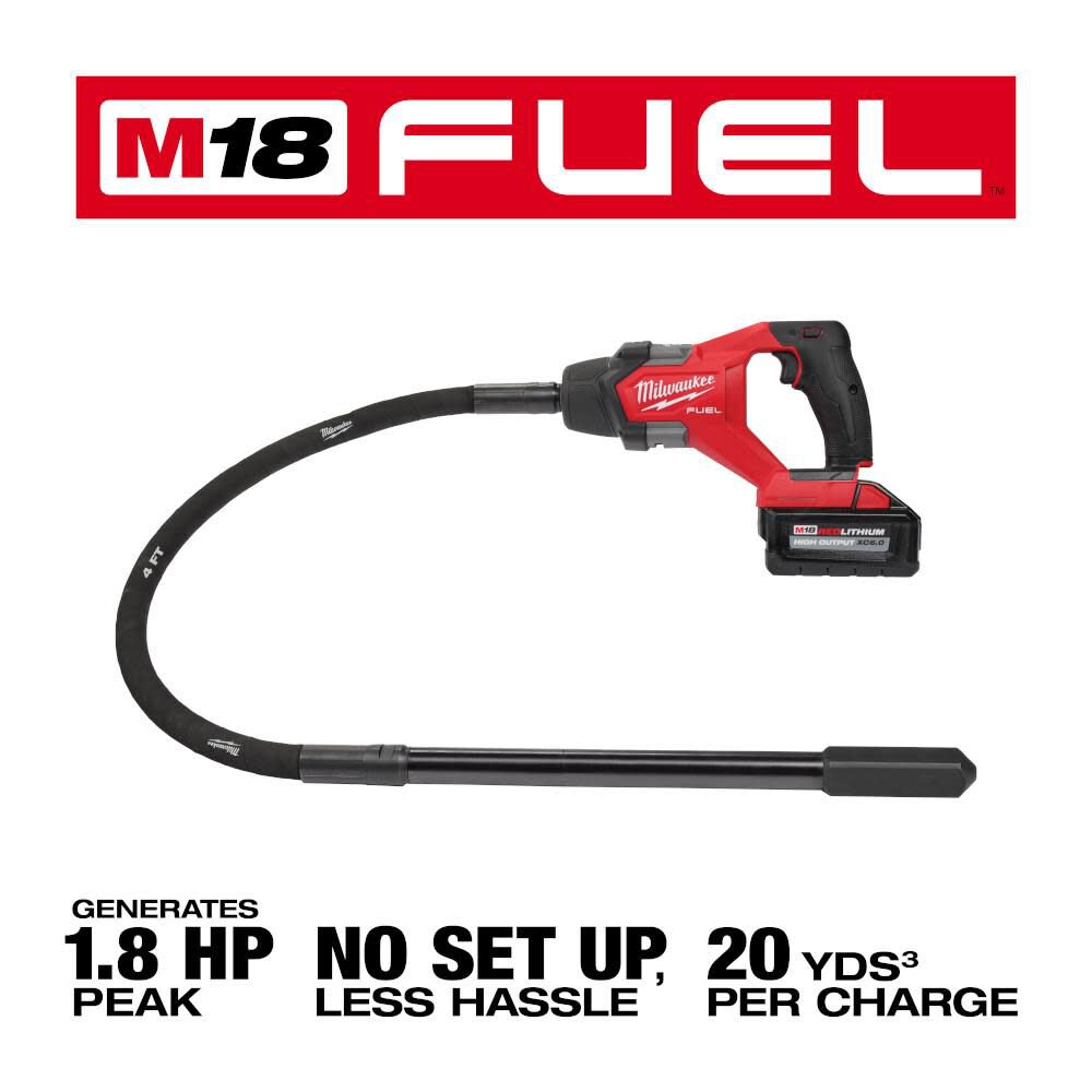 Milwaukee M18 FUEL 4' Concrete Pencil Vibrator Kit 2910-21 from Milwaukee