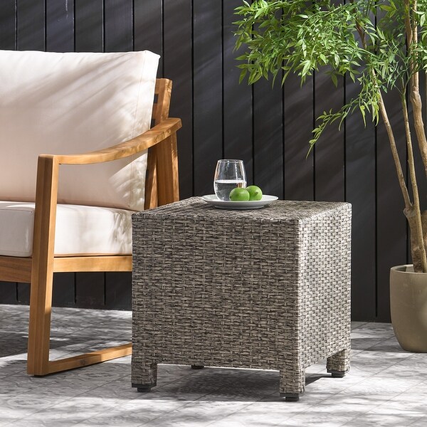 Clean Cube Shape Wicker Coffee Table