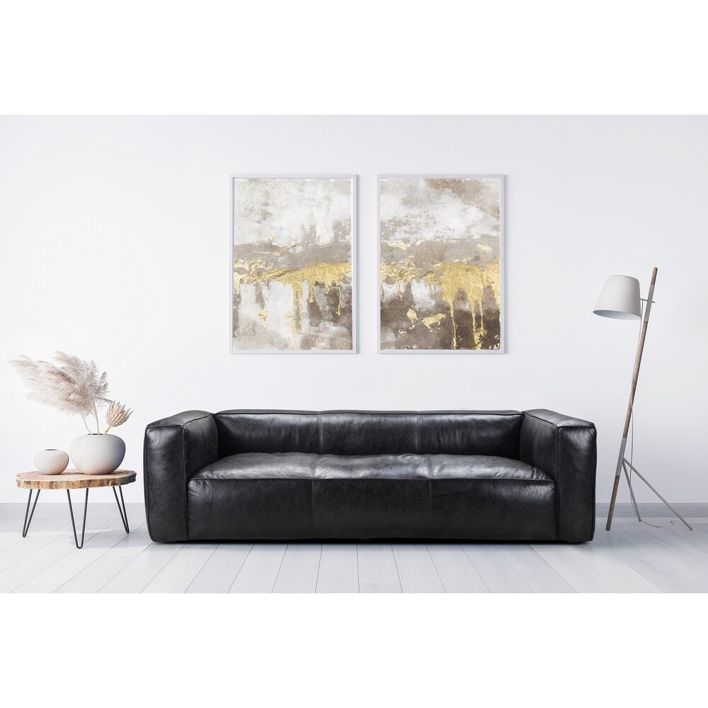 Macari Kial Modern Leather Square Arm Sofa