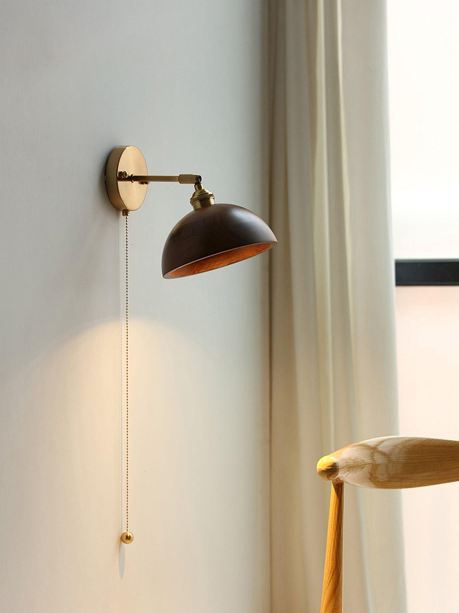 Vintage Wood Plug-in Wall Lamp