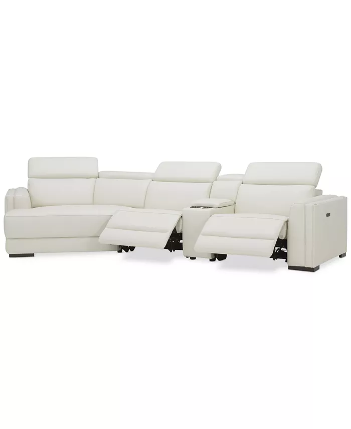 Furniture Jenneth 4Pc Leather Cuddler Sectional with 2 Power Recliners